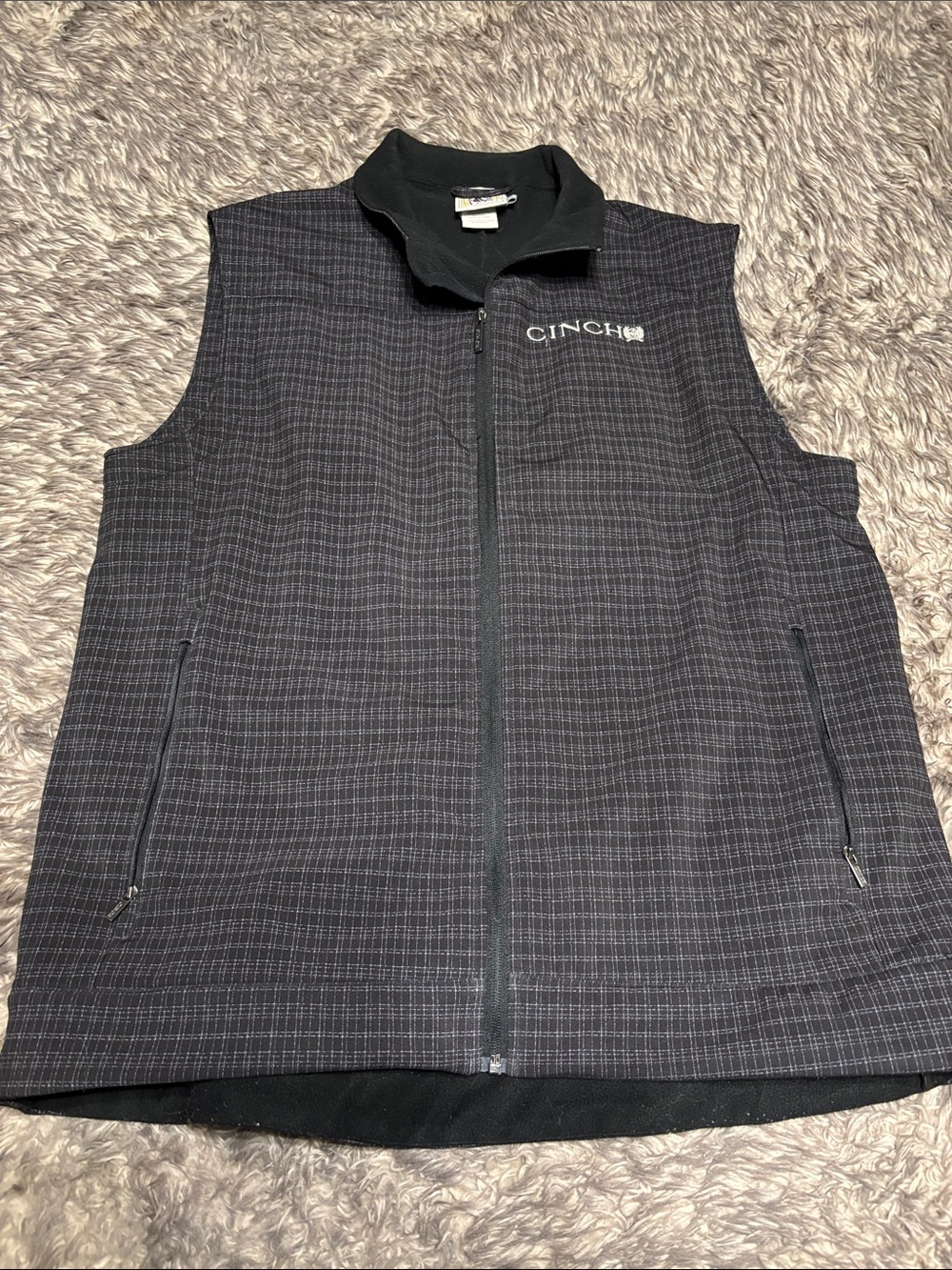 CINCH Men's Softshell Vest Concealed Carry Grid Print Black Large